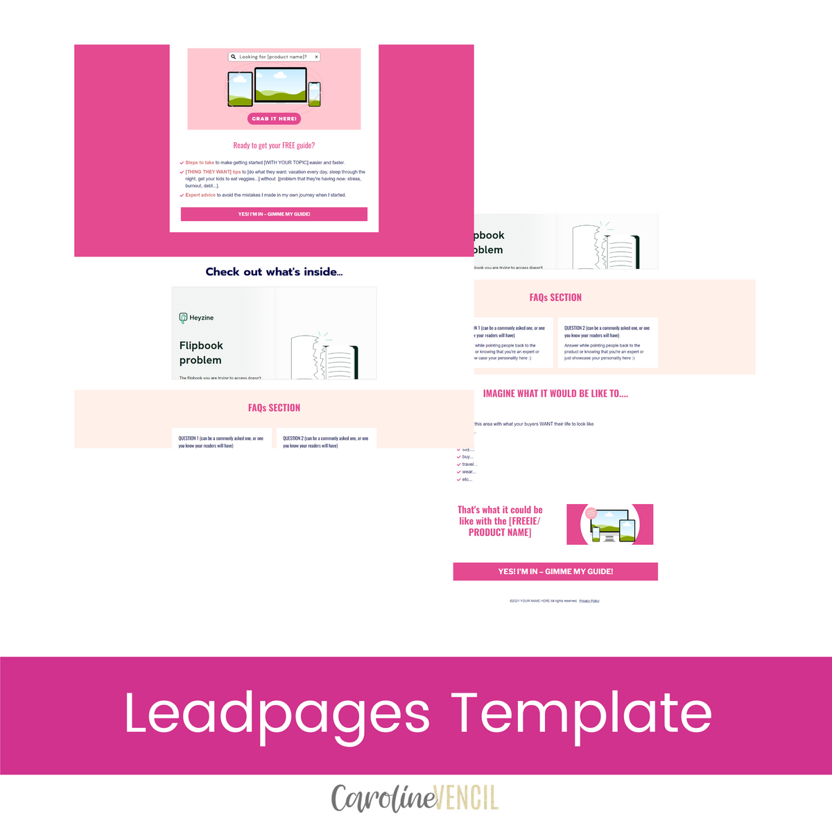 Freebie Page - Leadpages Template | Flamingo – Caroline Vencil Shop