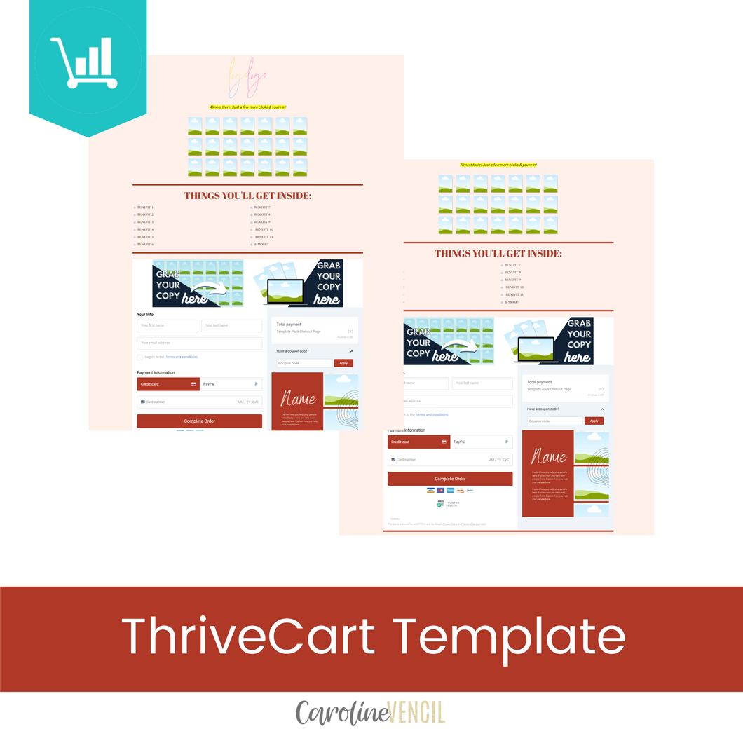 Template Pack Checkout Page - ThriveCart Template | Rustic Red