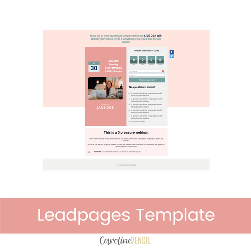 Webinar Page - Leadpages Template | Peach