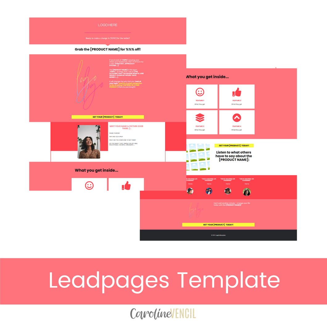 Customizable Sales Page - Leadpages Template | Coral