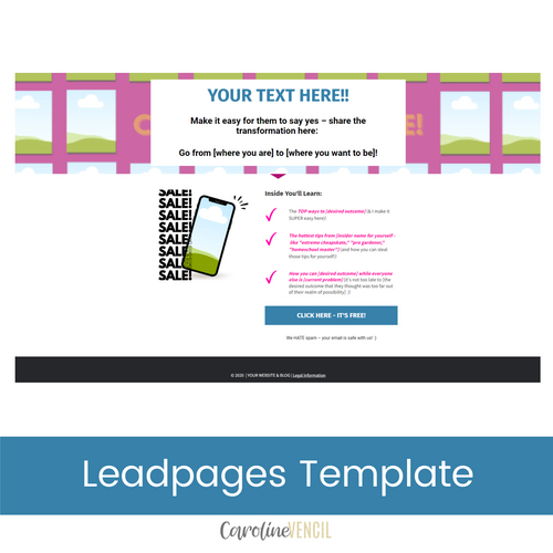 Customizable Sales Page - Leadpages Template | Dreamy Blue