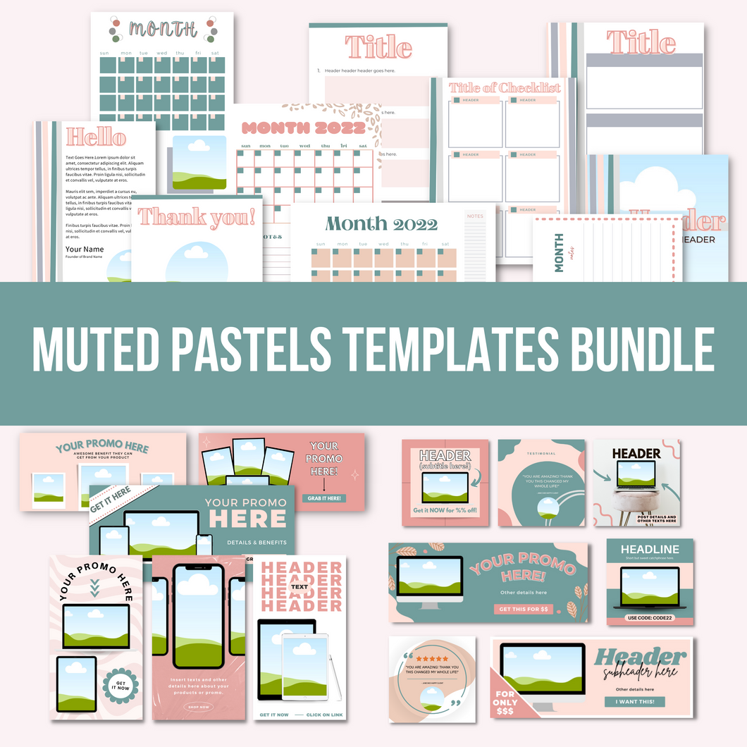 Complete Funnel Creation & Promotion Bundle - Canva Templates | Muted Pastel