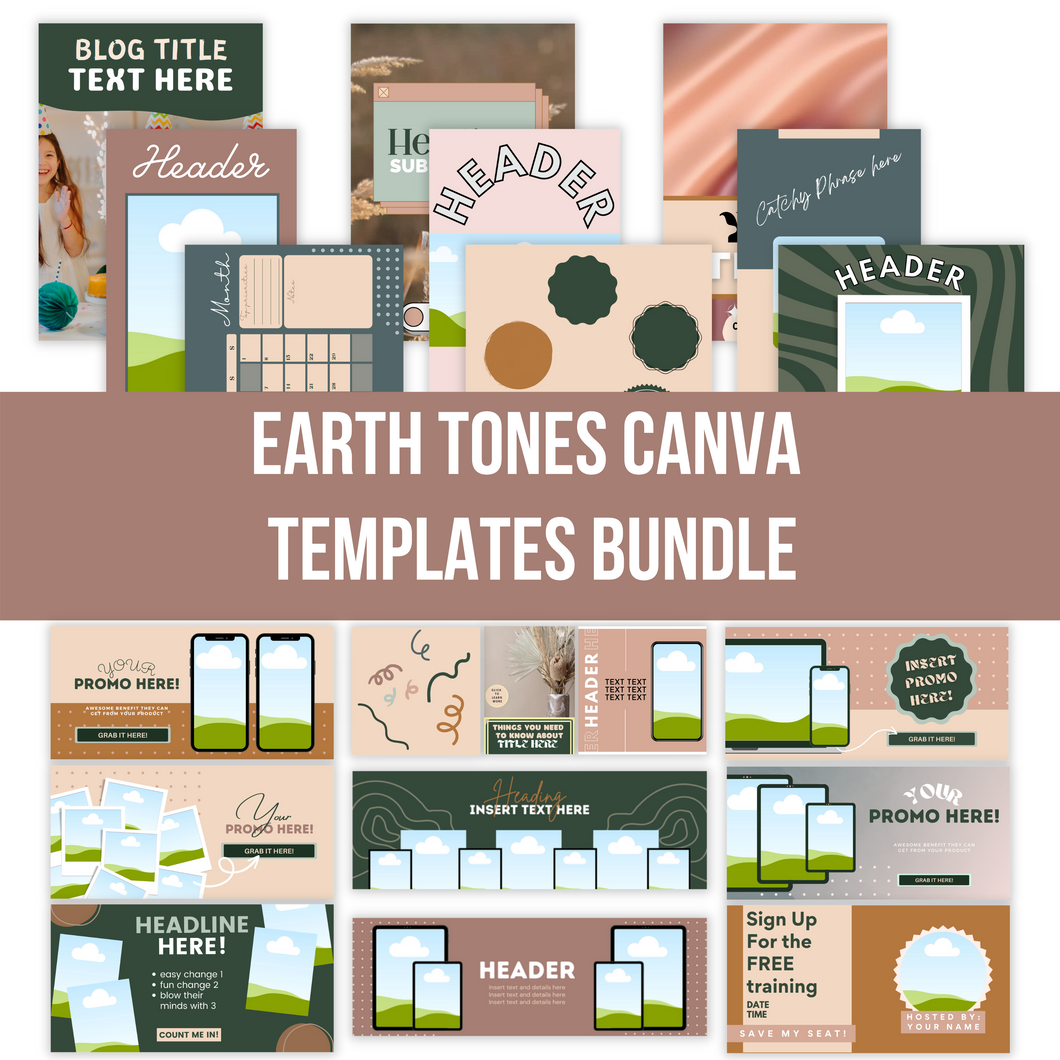 Complete Funnel Creation & Promotion Bundle - Canva Templates | Earth Tones