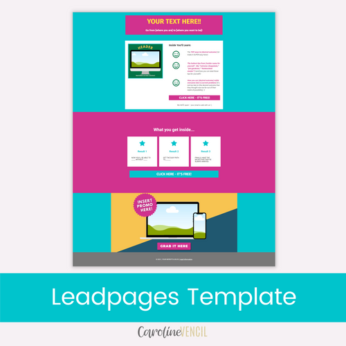 Easy Freebie Lead Magnet Page - Leadpages Template | Pink Cyan