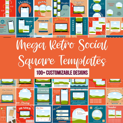 MEGA Promo Graphics or Social Media Squares Bundle - Canva Templates | Groovy Glam