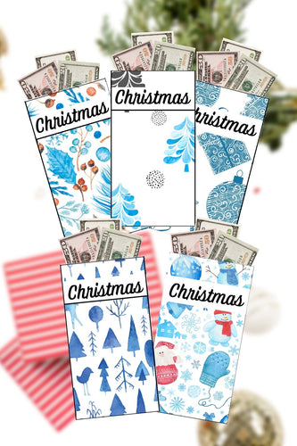 Blue Christmas Printable Cash Envelopes {Set of 5}